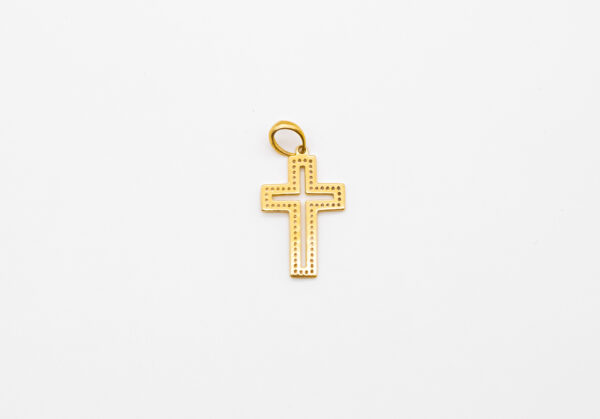 Pingente Ouro 18K Cruz Bordas Quadradas C/ Zircônias Cravejadas - Imagem 2
