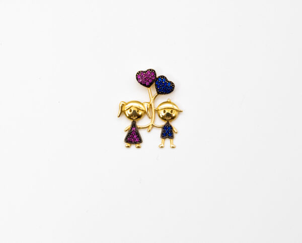 Pingente Ouro 18K Casal Filhos C/ Corações - Imagem 2