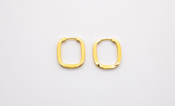 Argola Ouro 18K Quadrada C/ Fio Quadrado
