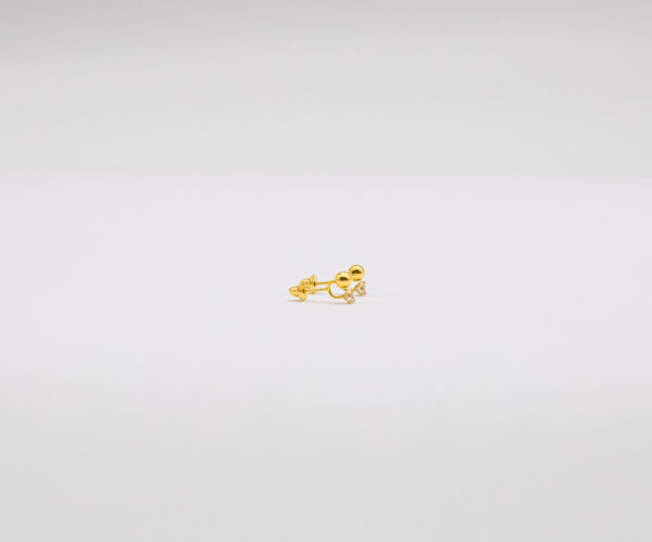 Brinco Ouro 18K Bola e Pedra Zircônia Gêmeos - Imagem 2