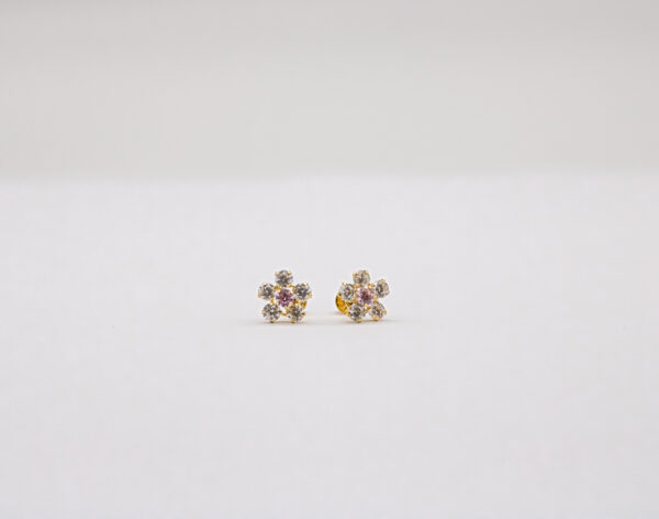 Brinco Ouro 18K Flor C/ Zircônias - Imagem 2