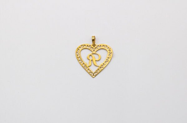 Pingente Ouro 18K Coração C/ Letra "R"
