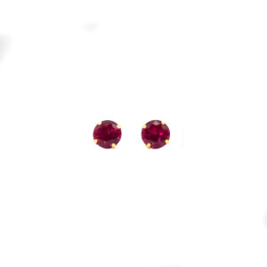 Brinco Ouro 18K Ponto de Luz Vermelho