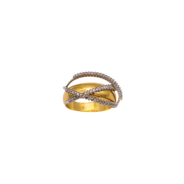 Anel Ouro 18K Filetes Cravejados Brilhantes - Imagem 2