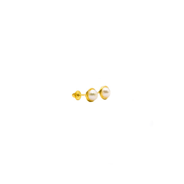 Brinco Ouro 18K Pérola Natural Ninho/Rococó 4mm