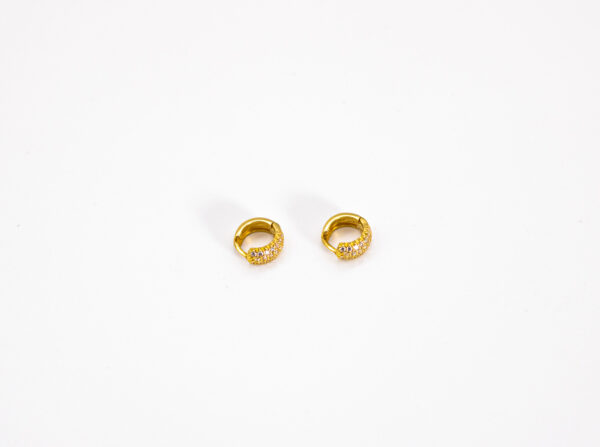 Argola Ouro 18K Redondo Pequeno C/ Zircônias - Imagem 2