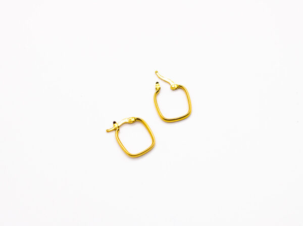 Argola Ouro 18K Quadrada C/ Fecho Trava