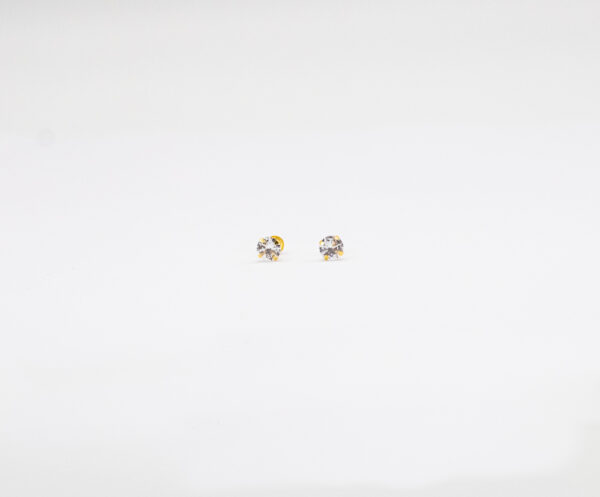 Brinco Ouro 18K Pedra Zircônia 5mm - Imagem 2