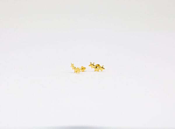 Brinco Ouro 18K 3 Estrelas Polido - Imagem 2