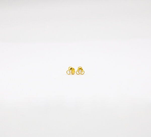 Brinco Ouro 18K Flor C/ Zircônia 2mm - Imagem 2