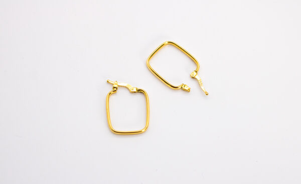 Argola Ouro 18K Quadrada C/ Fecho Trava - Imagem 2