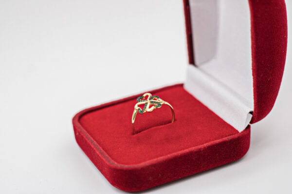 Anel Ouro 18K C/ Zircônias Verdes Trevo de 4 Folhas - Imagem 4