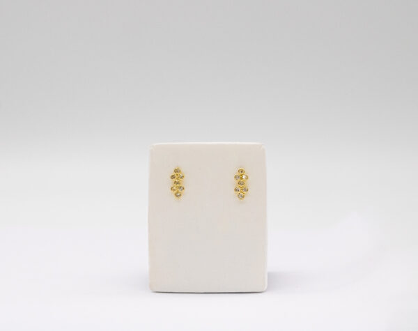 Brinco Ouro 18K Estilo Colmeia C/ Zircônias