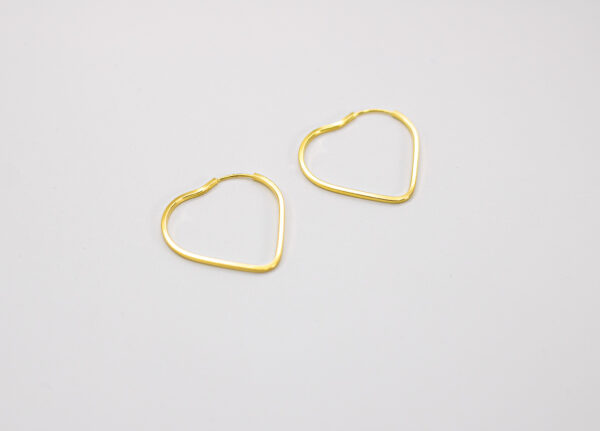 Argola Ouro 18K Coração Grande Fio Quadrado