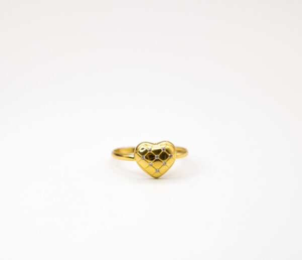 Anel Ouro 18K Coração C/ Zircônias Cravejadas - Imagem 3