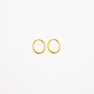 Argola Ouro 18K Oval Fio Redondo C/ Fecho Encaixe