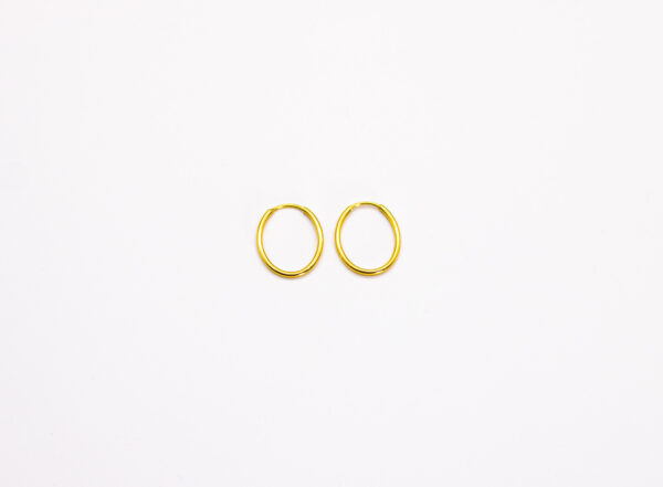 Argola Ouro 18K Oval Fio Redondo C/ Fecho Encaixe