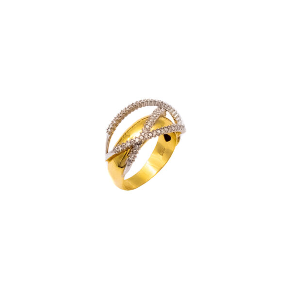 Anel Ouro 18K Filetes Cravejados Brilhantes - Imagem 3