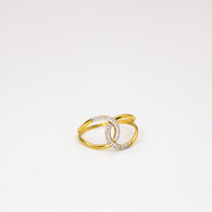 Anel Ouro 18K Entrelaçado C/ Zircônias