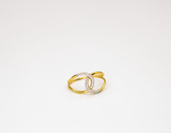 Anel Ouro 18K Entrelaçado C/ Zircônias