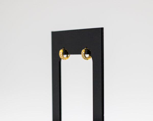 Argola Ouro 18K Redondo Pequeno C/ Zircônias