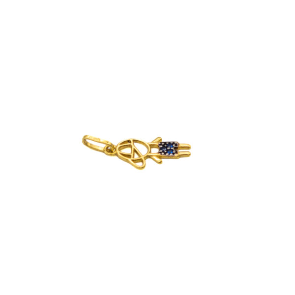 Pingente Ouro 18K Filho Com Zircônias Azuis Cravejadas - Imagem 2