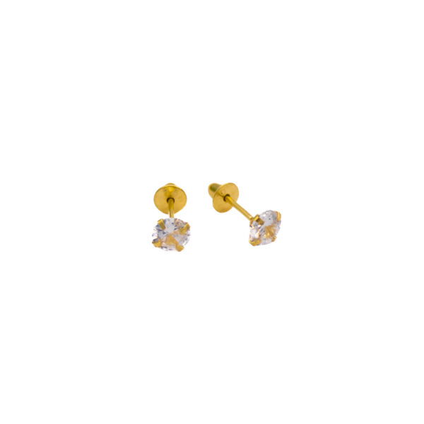 Brincos Ouro 18K Pedra Zircônia 4mm - Imagem 2