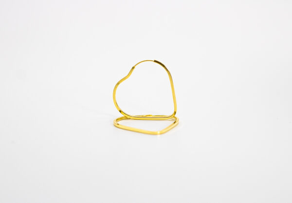 Argola Ouro 18K Coração Grande Fio Quadrado - Imagem 3