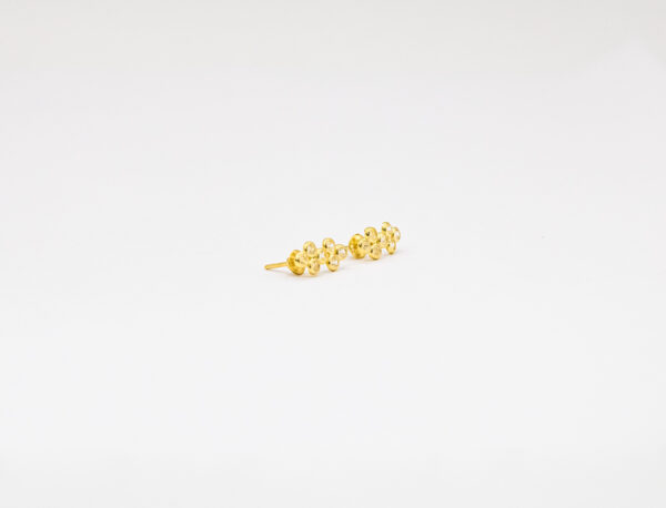 Brinco Ouro 18K Estilo Colmeia C/ Zircônias - Imagem 2