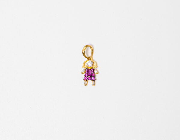 Pingente Ouro 18K Menina/Filha C/ Face de Zircônia - Imagem 2