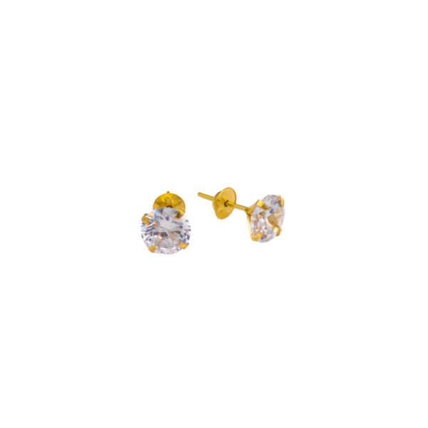 Brinco Ouro 18K Pedra 6mm Zircônia - Imagem 2