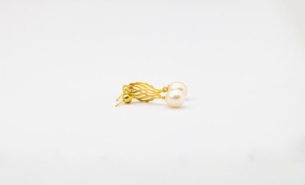 Brinco Ouro 18K Asa de Anjo C/ Pérola Natural e Zirc. - Imagem 3