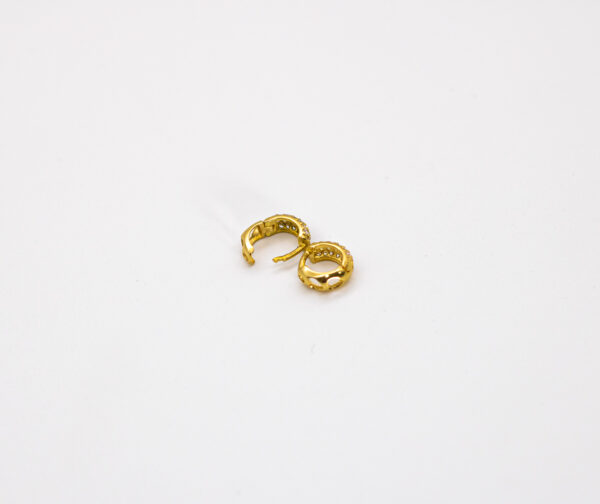 Argola Ouro 18K Redondo Pequeno C/ Zircônias - Imagem 3
