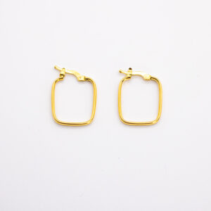 Argola Ouro 18K Quadrada C/ Fecho Trava