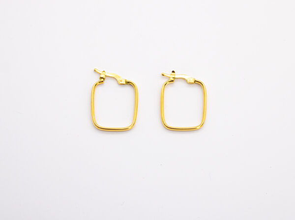 Argola Ouro 18K Quadrada C/ Fecho Trava