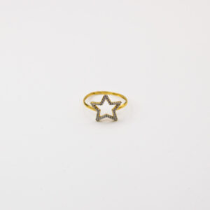 Anel Ouro 18K Estrela C/ Zircônias