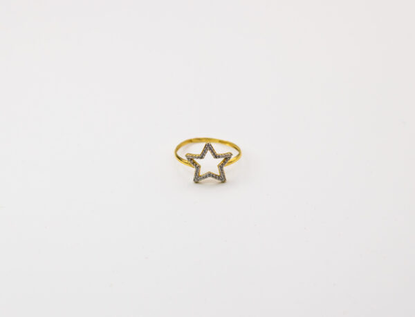 Anel Ouro 18K Estrela C/ Zircônias