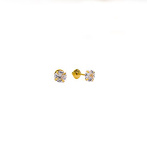 Brincos Ouro 18K Pedra Zircônia 4mm