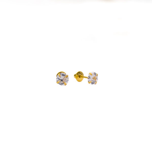 Brincos Ouro 18K Pedra Zircônia 4mm