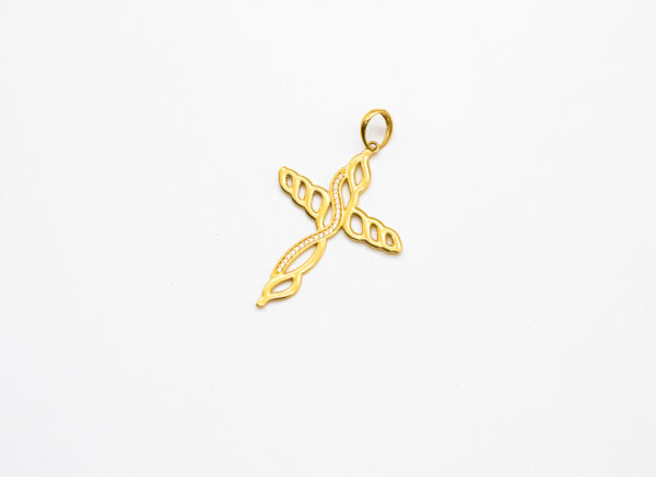 Pingente Ouro 18K Cruz Trançada C/ Zircônias