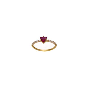 Anel Ouro 18K Triângulo Vermelho