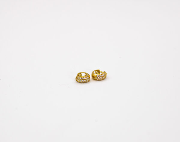Argola Ouro 18K Redondo Pequeno C/ Zircônias - Imagem 2