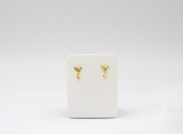 Brinco Ouro 18K Laço C/ Pingente Zircônia