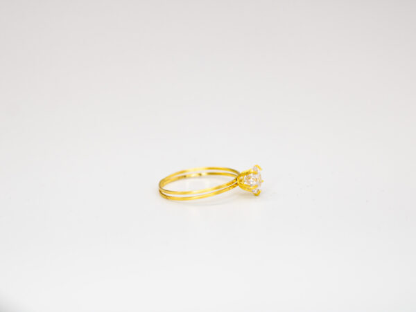 Anel Ouro 18K Solitário C/ Aro Duplo e Cálice C/ Zircônia - Imagem 2