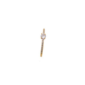 Solitário Ouro 18K Zircônias Cravejadas