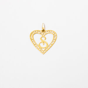 Pingente Ouro 18K Coração C/ Letra "S"