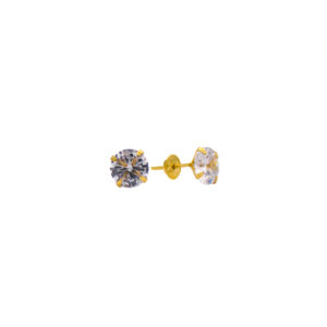 Brinco Ouro 18K Pedra 6mm Zircônia