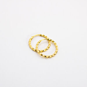 Argola Ouro 18K Redonda Texturizada Torcida