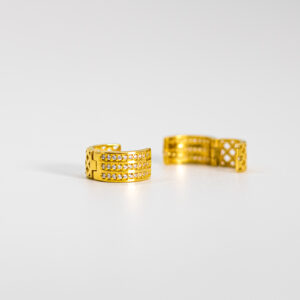 Argola Ouro 18K Redondo Pequeno C/ 3 Fileiras de Zirc.