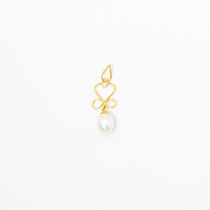Pingente Ouro 18K Coração C/ Pérola Natural Água Doce
